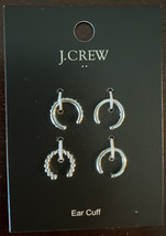 NEW J.Crew Factory Women’s Faux Crystal &amp; Pearl Ear Cuffs Silver Set Of 4 NEW - £11.82 GBP