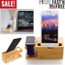 Bamboo Charging Stand Phone Cradle Holder 42mm/38mm Docking Station Universal - £19.97 GBP
