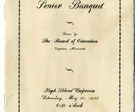 Senior Banquet &amp; Program Board of Education Virginia Minnesota 1938 - $13.86