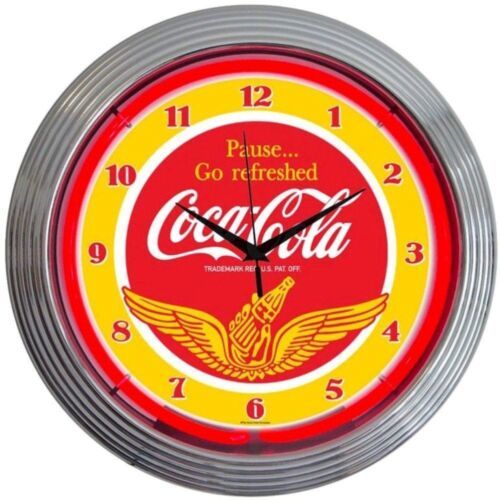 Coca-Cola Wings Neon Clock 15"x15" - £68.73 GBP