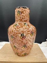 Erphila Art Pottery Czecho Slavakia Pink Green Yellow Floral Vase Czechoslovakia - £22.82 GBP