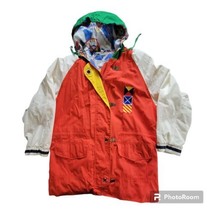 J Gallery Jacket Medium Women Nautical Hooded Jacket Vintage VTG 90s Red... - $44.54