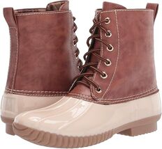 Yoki Dylan Size US 6 M Women&#39;s Fashion Ankle-High Lace-Up Duck Boots Beige - $28.93 CAD