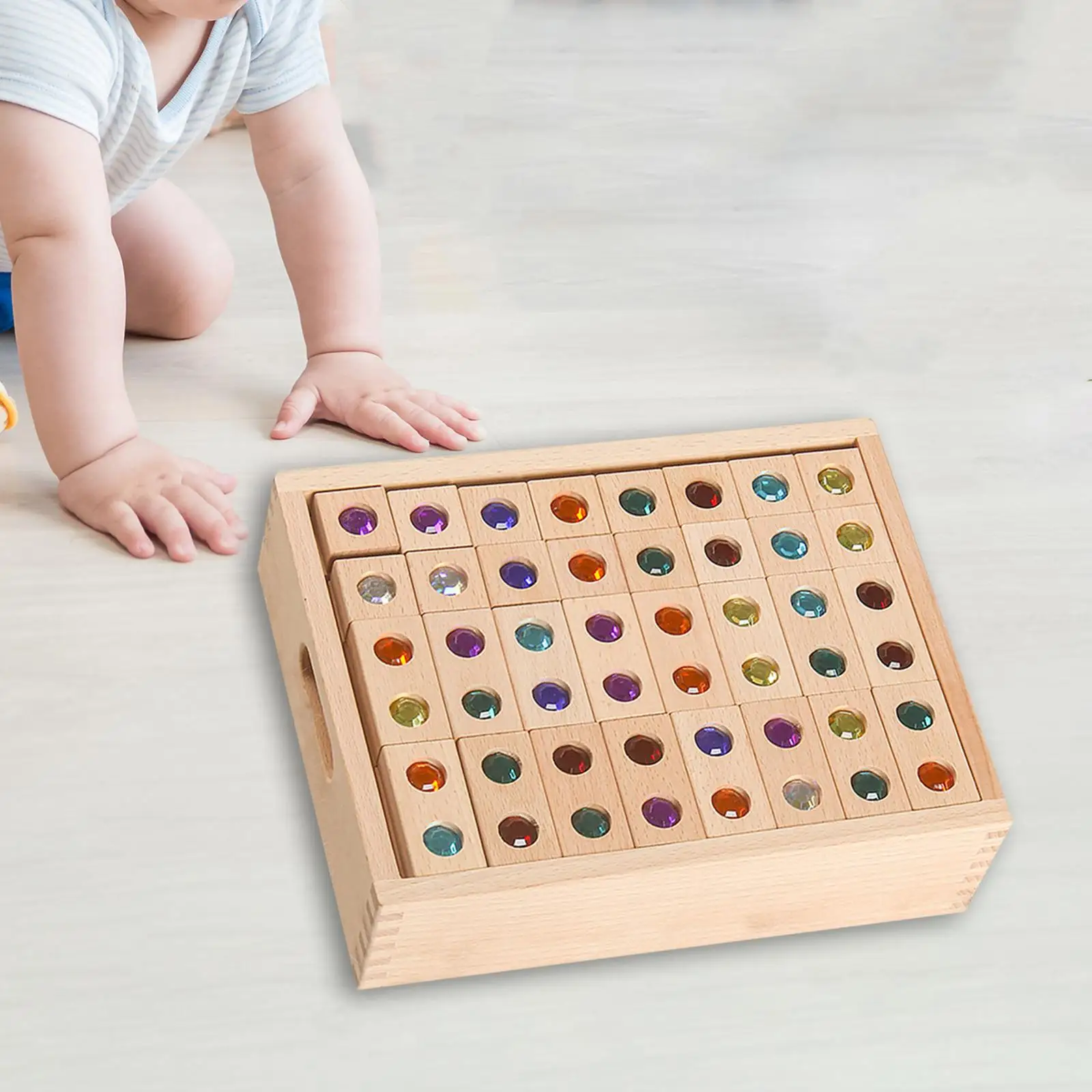 128x Wooden Stacking Blocks Teaching Aids Montessori Toys Acrylic Block - £107.28 GBP