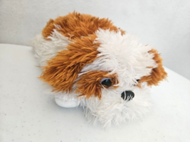 Lucky Toys Puppy Dog Plush Stuffed Animal Brown White Chubby Fat Flat Shaggy - £22.29 GBP