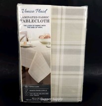 Laminated Fabric Dinner Table Tablecloth Oblong 60&quot; x 84&quot; Venice Plaid R... - $29.69