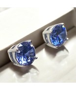 Sterling Silver Blue Cz Stud 6mm Earrings  Signed PAJ 925 - $27.16 CAD