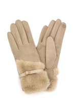   Faux Fur And Strap Cuff Smart Touch Gloves. - $25.75