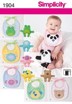Simplicity Precious Patterns 1904 Baby Bibs and 6 1/2&quot; Stuffed Animals t... - £7.05 GBP