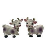 Vintage Kitschy Anthropomorphic Cow Calf Salt and Pepper Shakers Gold Trim - £16.82 GBP
