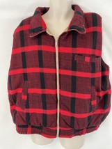 TimberTrail Mens XL Beige Red Black Buffalo Plaid Insulated Reversible Vest - $28.71