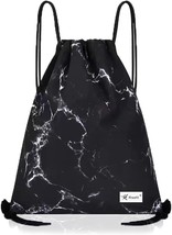 Drawstring Backpack with Mesh Pockets String Gym Bag Sackpack Sandproof ... - £18.55 GBP