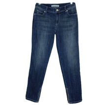 Chico&#39;s size 00 Platinum Denim Blue Jeans Inside Ankle Zip Misses 2 30 x 28  - £19.90 GBP