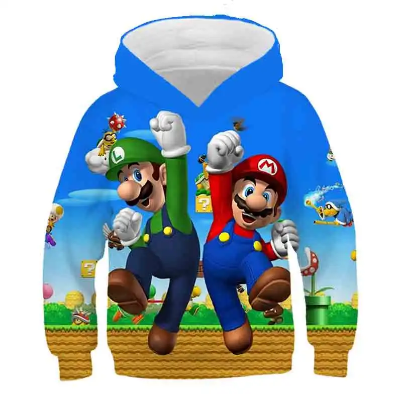 Game Marios-bros Hoodies Kids 3D Printed Sweatshirt Long Sleeve Clothes for Teen - £70.64 GBP