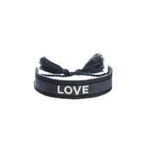 Ethnic Braided Fabric Bracelet for Women Men Love Hope Letter Charm Bracelets Ha - £13.73 GBP