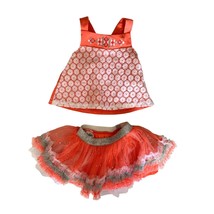 Little Lass Girls Toddler Baby 24 Months 2 Piece Skort Outfit Orange Tutu Top Ta - £8.69 GBP