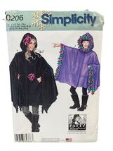 Simplicity 0206 Childrens Misses Hooded Poncho S-L Fleece Modern - $7.67