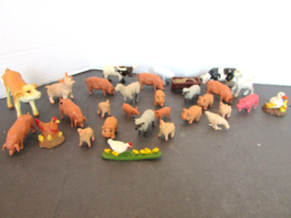 Asst Of Plastic Farm Animals Small Pigs Cows Chickens Lamb 3.25&quot;-1.25&quot; L7 - £9.14 GBP