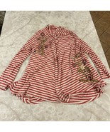 Soft Surroundings Cascading Open Front Cardigan Red and White Striped Wo... - $524.58 MXN