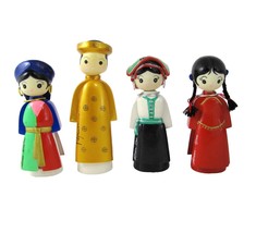 Traditional Vietnamese Women Figurines Set of 4 Gom Viet Hand Painted Po... - £23.49 GBP