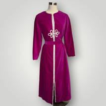 Vintage Dress I. Magnin by Dynasty Magenta Velvet Dress Robe Silk Lined Medium J - £270.34 GBP