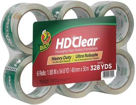 Duck Brand HD Clear High Performance Packaging Tape 1.88&quot; x 54.6 Yd (6 Pack)  - £19.81 GBP