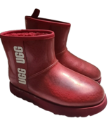 UGG Rubber Snow Rain Booties 6 Red Classic Glossy Outdoor Pull On Chelse... - $61.73 CAD