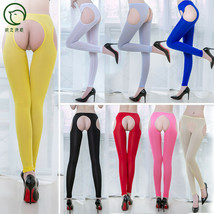 Women Sexy Shiny Pantyhose Tights Hollow Out Four Sides Open Crotch Underwear - £8.15 GBP