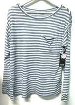 ana Blouse Lightweight Loose Knit Sweater Blue White Striped Long Sleeve NEW S - £14.20 GBP