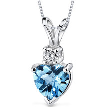 14Kt White Gold Blue Topaz Heart Pendant - £160.66 GBP