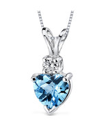 14Kt White Gold Blue Topaz Heart Pendant - €214,51 EUR