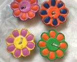 Vtg Four Daisy Hippie Flower Child Style Wax Birthday Candles Cake Topper  - $18.27