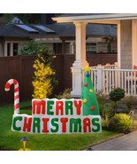Lighted Merry Christmas Sign With Tree 6-Feet Inflatable Outdoor Yard De... - £85.09 GBP