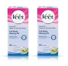 Veet Full Body Waxing Kit Sensitive Skin ( 20 Strips x 2 pack ) , free shipping - $24.82