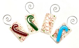 Candy Cane Fused Glass Christmas Ornaments - $18.00