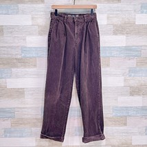 GAP Vintage 90s Pleated Corduroy Pants Brown Relaxed Fit Cotton Blend Mens 29x30 - £34.43 GBP