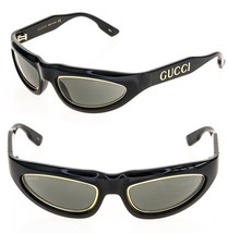 GUCCI ARIA 1062 Black Gold 003 Narrow Mask Sunglasses GG1062S Unisex Authentic - £514.17 GBP
