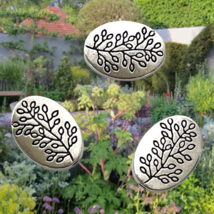 10 pcs Flat Oval Spacer Beads Leaf Sprig Print Silver Beading Findings 13x10x3mm - £8.71 GBP