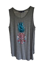 Apt. 9 Women’s Gray Sequin Bling Pineapple Sleeveless Tank Top Size M - $227.90 MXN