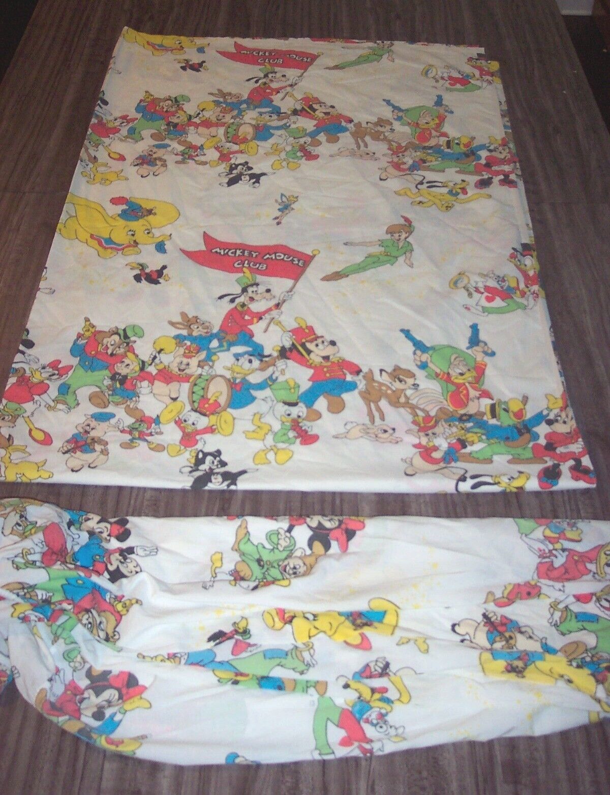 VINTAGE WALT DISNEY MICKEY MOUSE CLUB TWIN SIZE SHEET SET Peter Pan Bambi 1970's - $99.00