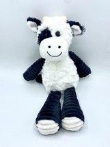 Patch Cow Corduroy Stuffed Animal Lovey Ribbed Plush Toy Black White 12” - £13.62 GBP