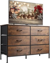 Wlive Wide Dresser With 6 Drawers, Tv Stand For 50&quot; Tv, Entertainment Center - £74.19 GBP