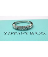 TIFFANY &amp; CO. PLATINUM EMBRACE .57CT DIAMOND 3MM SHARED SETTING WEDDING ... - $5,276.54 CAD