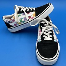 Vans Women&#39;s 8.5 Old Skool Rainbow Checkerboard Skate Sneakers Missy 500714 - $32.26