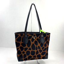Michael Kors Bag Tote Shoulder Purse Animal Print Nylon Black Leather B3B - $98.89