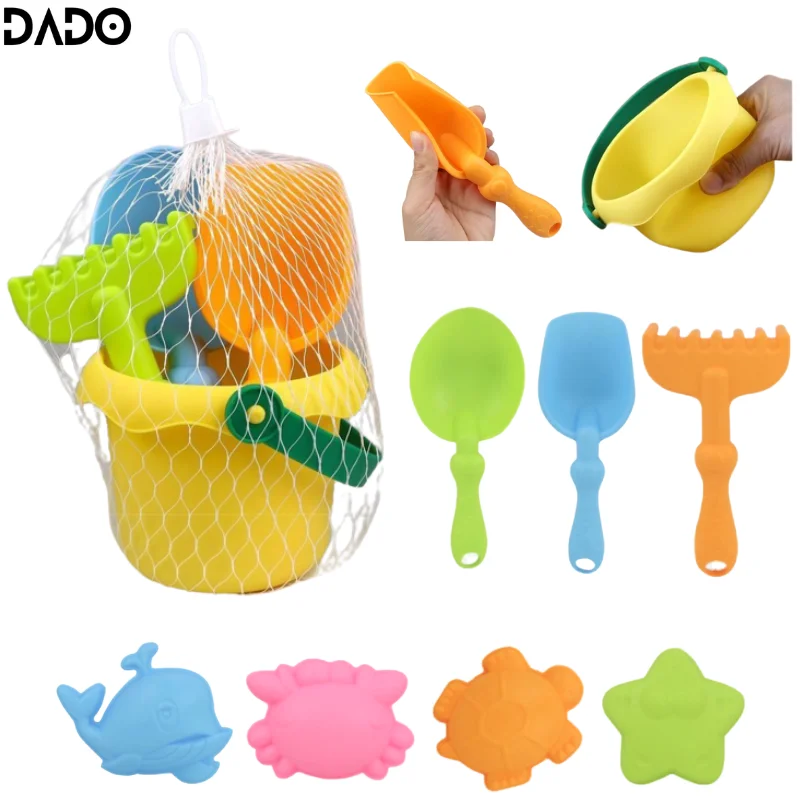 Silicone Beach Toys Sand Castle Molds Accessories for Kids Boys Travel Shovel - £16.81 GBP
