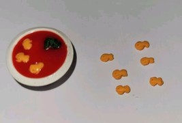 Dollhouse Miniature Tomato Soup Fish Crackers Lunch Snack - $8.75