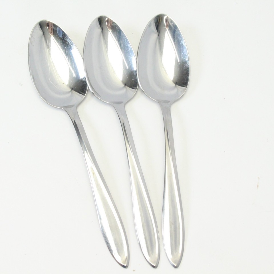 Stegorcraft Sculptura Serving Spoons Gorham 8&quot; Stainless Lot of 3 - $17.63