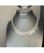 18.5” Silvertone Modernist Necklace J232 - $395.60 MXN