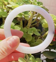 56.6mm Natural Icy White Jadeite jade Bangle Grade A Greenish Jade Round... - $288.00